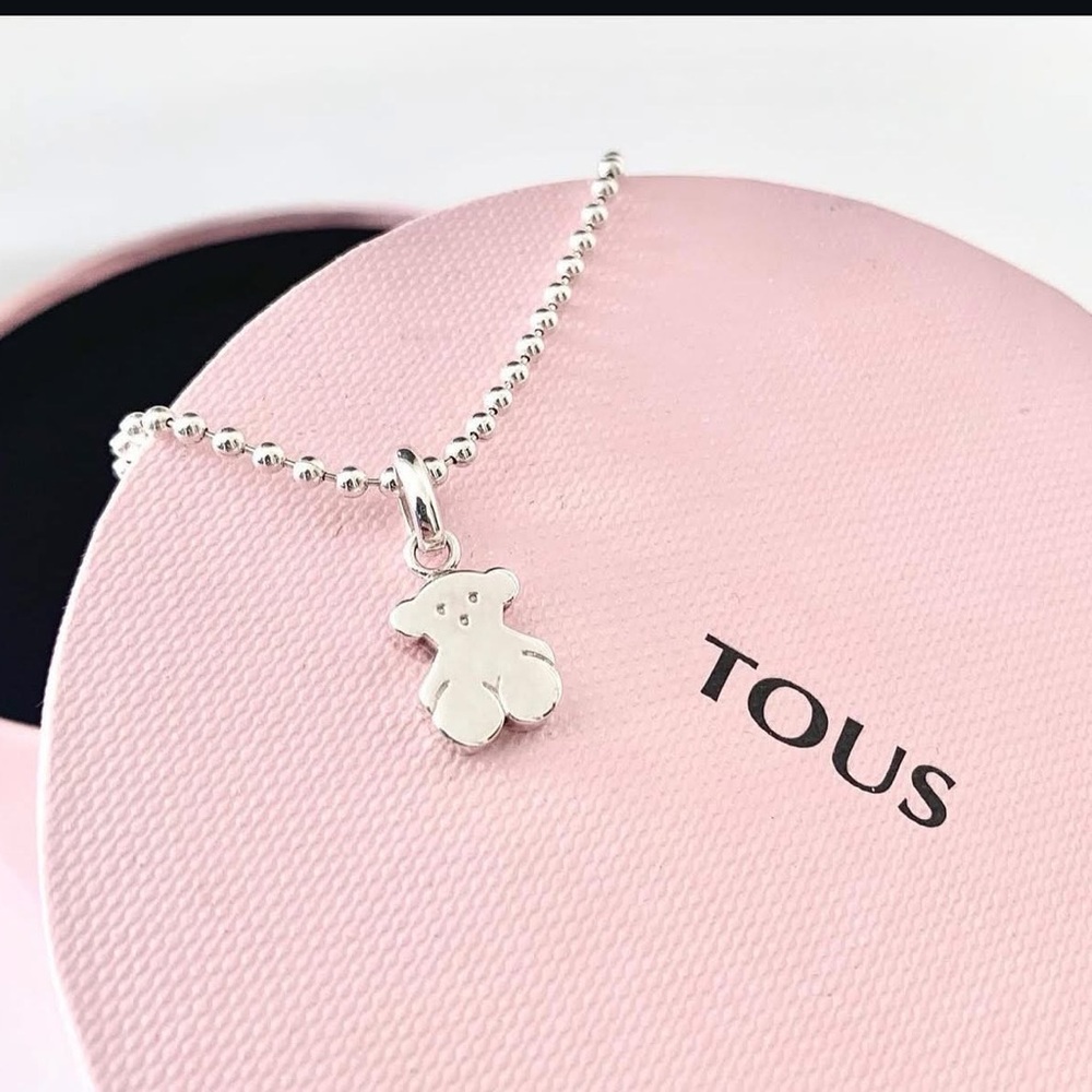 Tous Silver Bear Charm Necklace